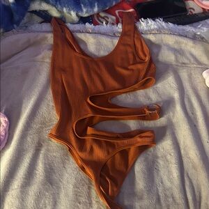 Women's Orange Cut-Out Top